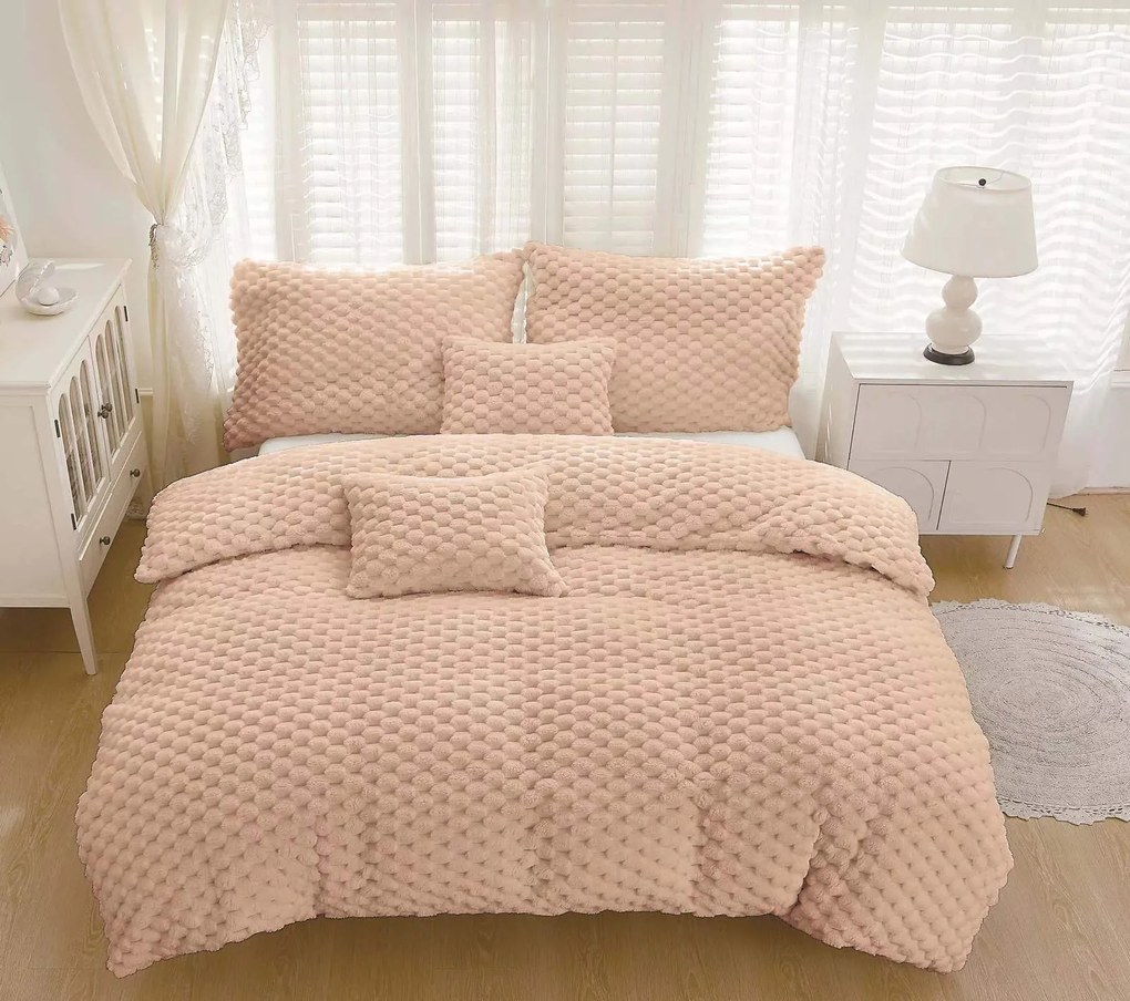 3 részes mikroplüss ágyneműhuzat 200x140cm+90x70cm+40x50cm Exklusive Sweet világosbarna TiaHome