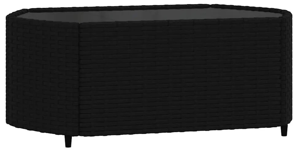 3 részes fekete polyrattan kerti ülőgarnitúra párnákkal