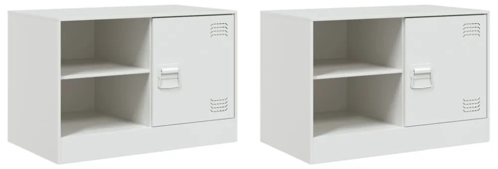 2 db fehér acél TV-szekrény 67 x 39 x 44 cm
