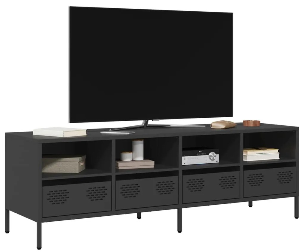 fekete hidegen hengerelt acél TV-szekrény 135 x 39 x 43,5 cm