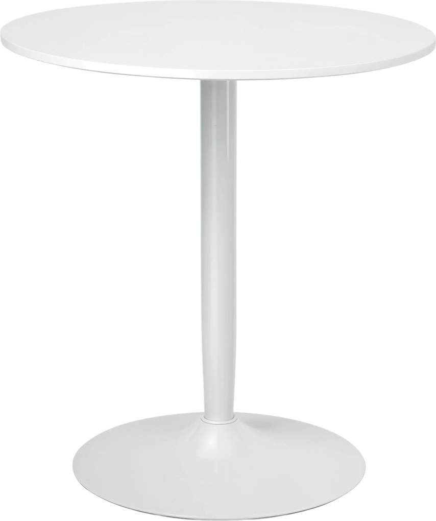 HOMCOM Kerek Étkezőasztal, Modern Étkezőasztal 2 Személyre, Bárasztal Acél Lábbal, Csúszásgátló Lábpihentető, Kávézóasztal a Nappaliba, Ø70 x 75 cm, F