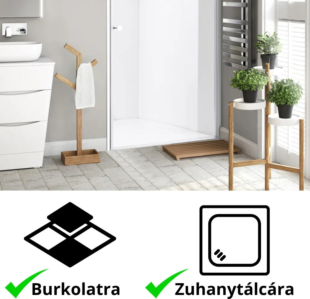 Stuxi Bari 90 cm széles egyszárnyú nyíló zuhanyajtó, 6 mm vízlepergető üveggel, króm profillal, 195 cm magas