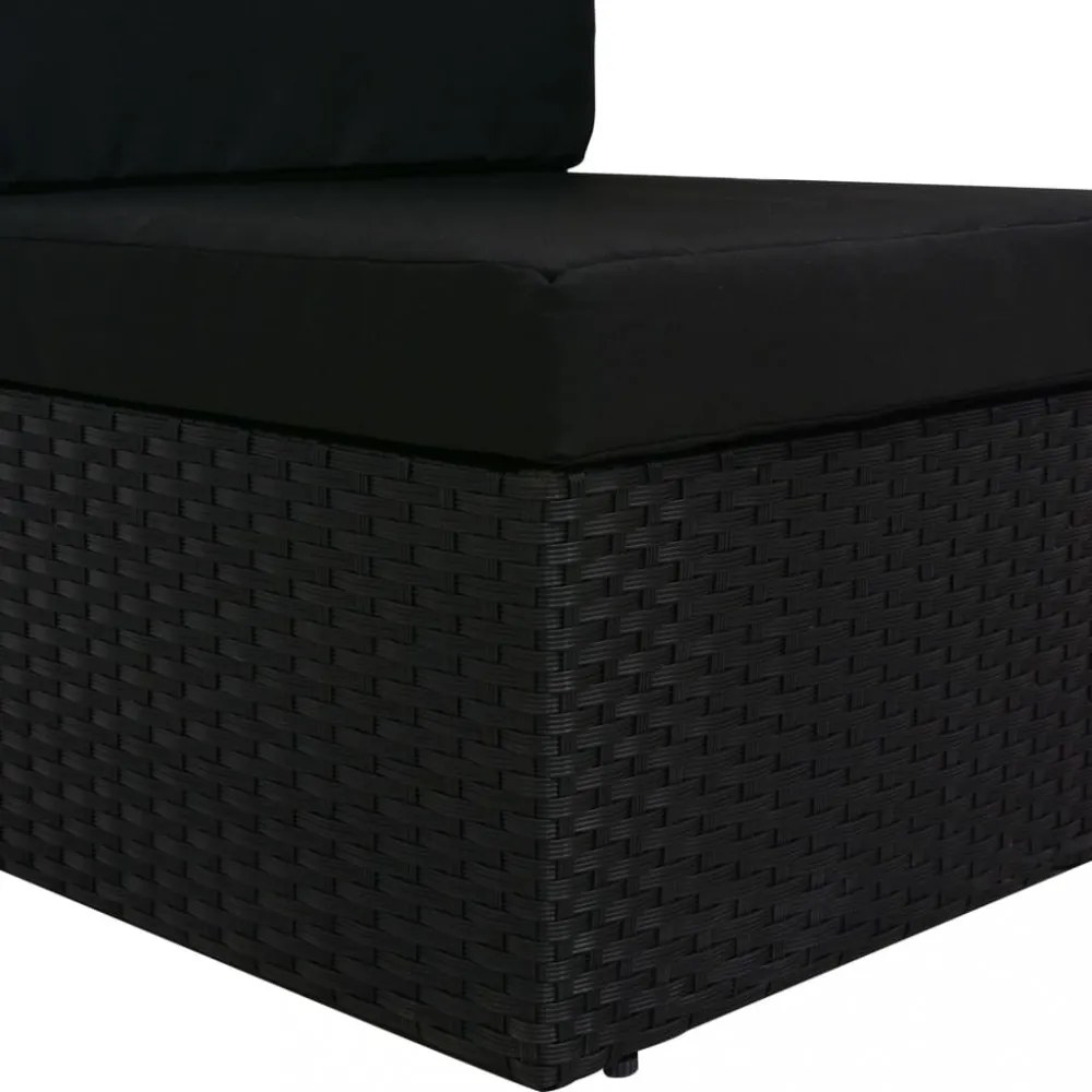 fekete polyrattan sarokkanapé-elem jobb oldali karfával