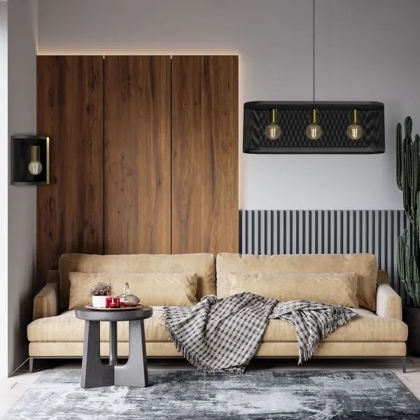 Fali lámpa KAGA 1xE27/60W/230V fekete/arany