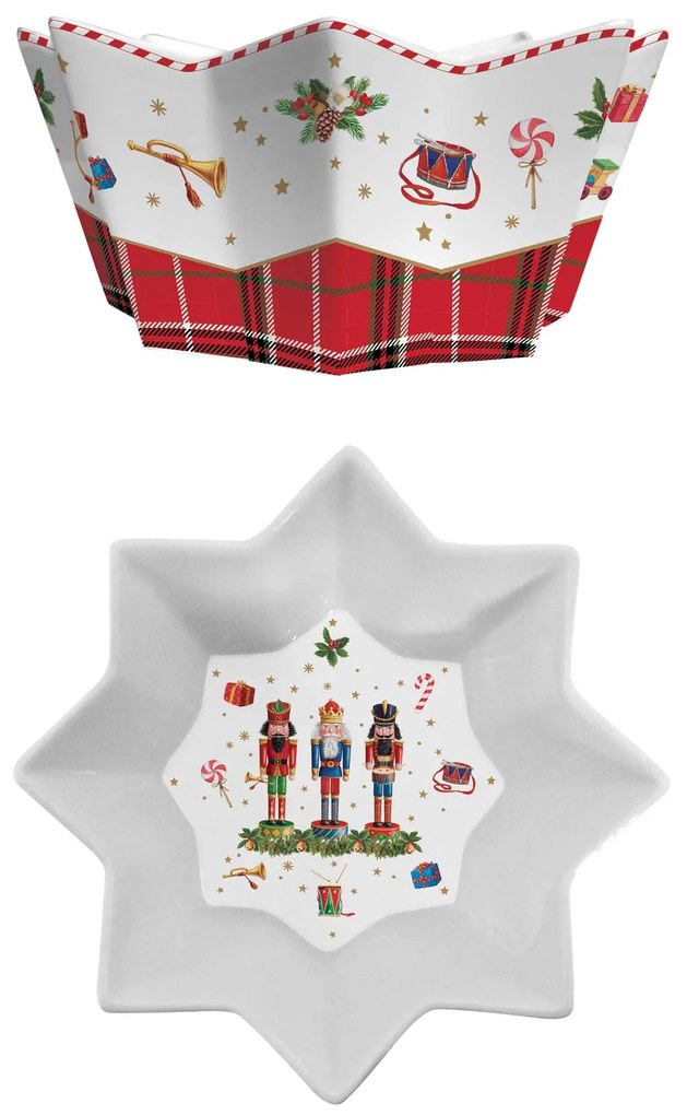 Porcelán karácsonyi diótörő tál Vintage Nutcracker