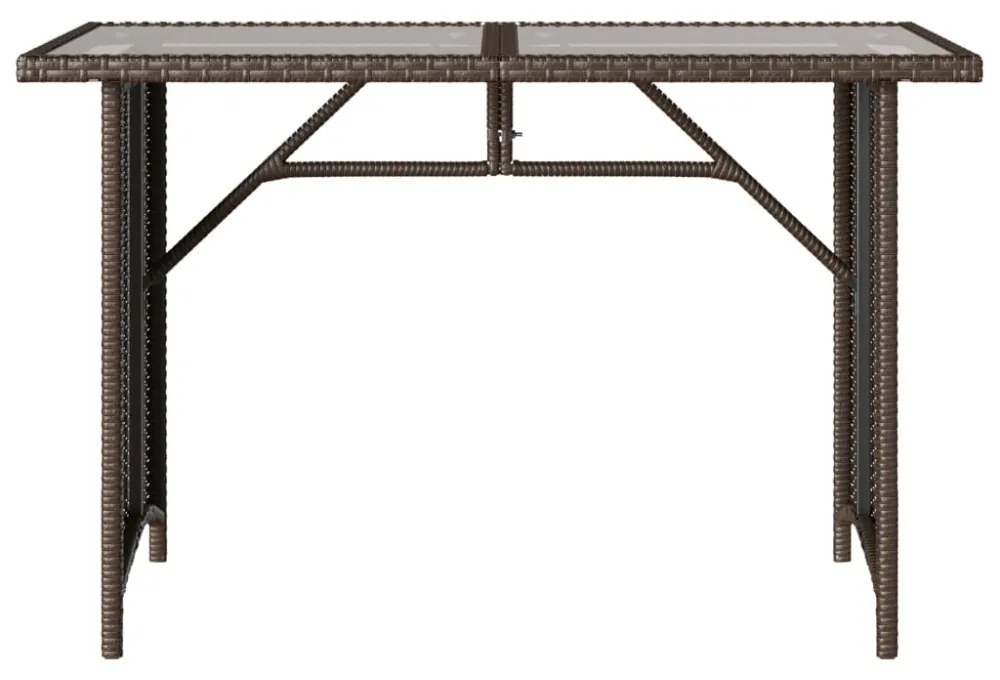 barna polyrattan üveglapos kerti asztal 110x68x70 cm