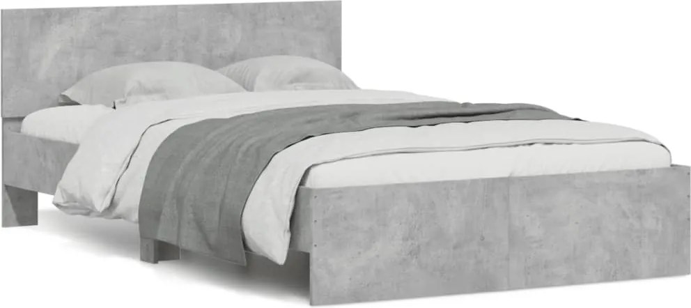 vidaXL betonszürke ágykeret fejtámlával 120 x 200 cm
