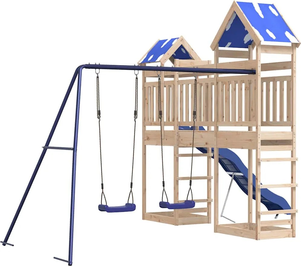 vidaXL tömör fenyőfa kültéri játszószett