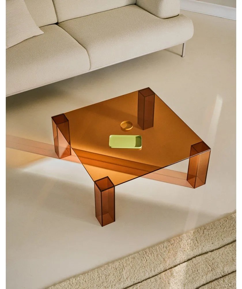 Barna üveg dohányzóasztal 85x85 cm Adularia – Kave Home