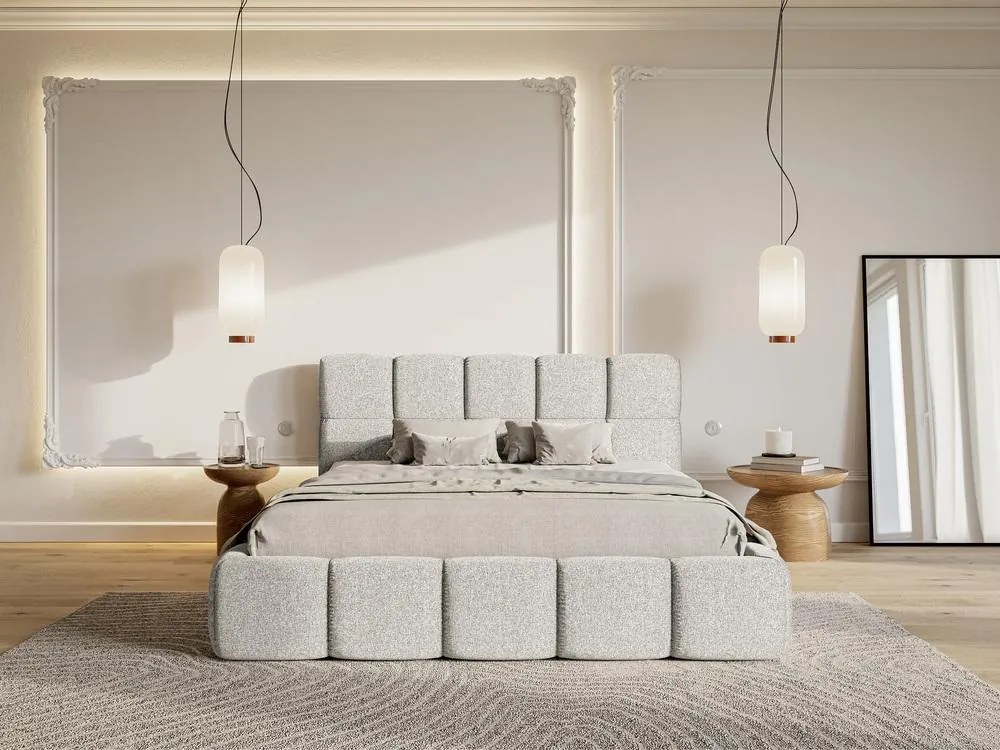 Franciaágy 180 cm Cirsten 180B (ágyráccsal) (világosszürke). 1099494