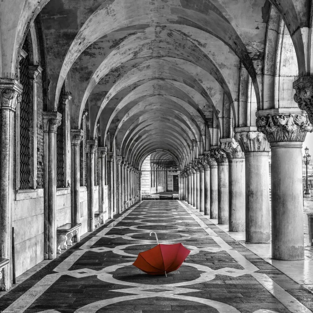 Poszter 40x40cm Esernyő a Dózse-palota ívében, Assaf Frank