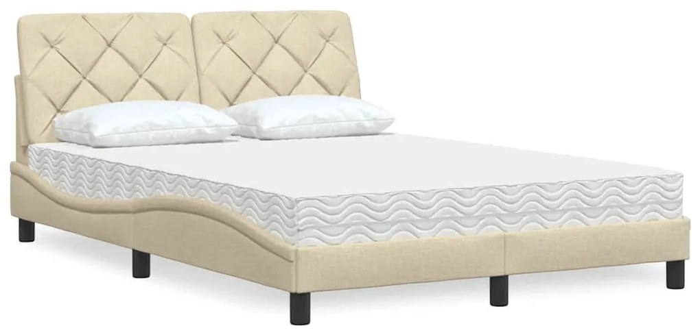 krém szövet ágy matraccal 140x190 cm