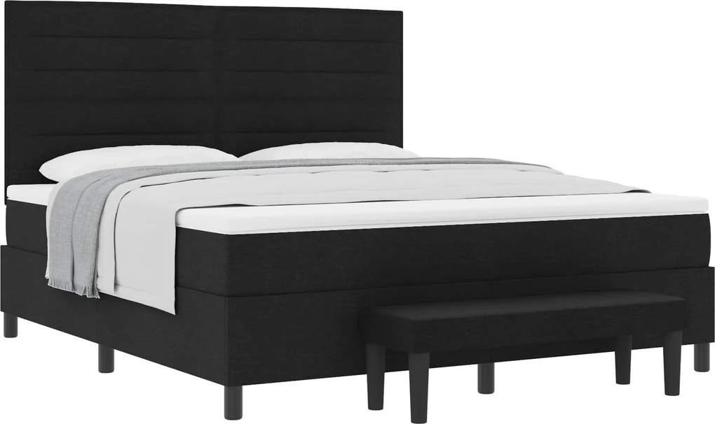 vidaXL Boxrugós ágy matracmal fejtámlával Fekete 180 x 200 cm szövet