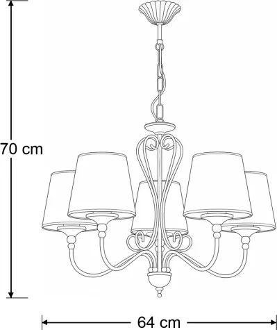 Brilagi - Láncos csillár SONIA 5xE27/15W/230V átm. 64 cm krémszínű/patina