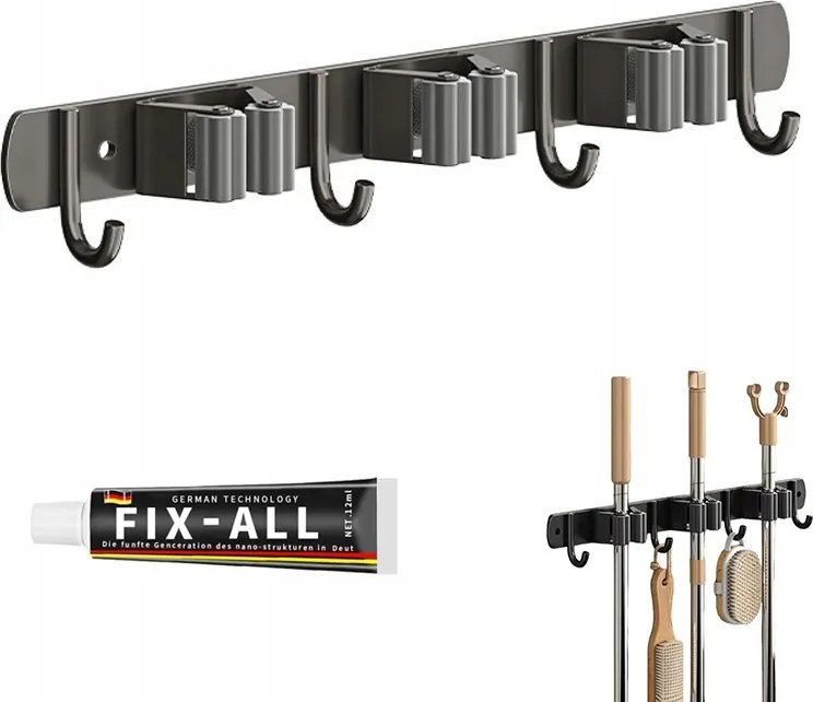 Kerti Szerszámtartó Gereblye Fali Akasszal Léces Felmosókhoz 2 x 38 cm