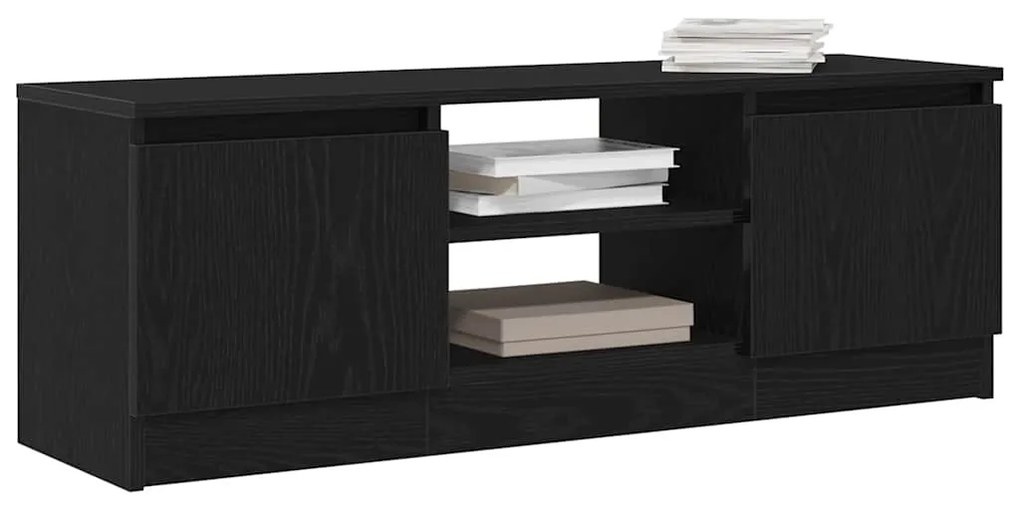 fekete tölgy színű szerelt fa TV-szekrény 102x30x36 cm