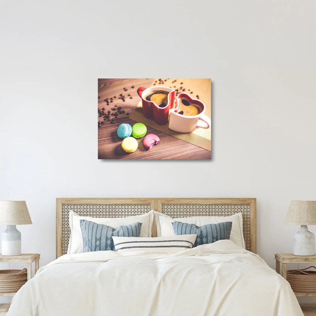 Kávé és a macaroon képe (üvegen) (70x50 cm)
