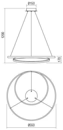 Redo 01-1794 - LED Dimmelhető csillár zsinóron TORSION LED/29W/230V bronz