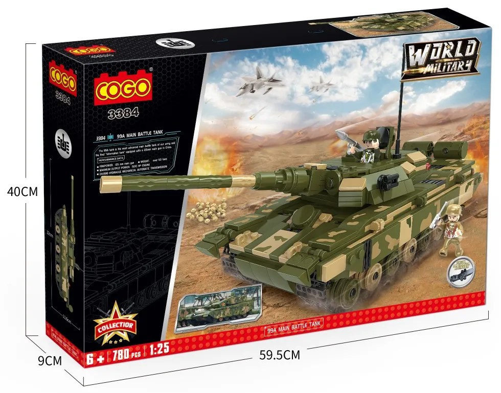 COGO® 3384 | lego-kompatibilis építőjáték | 780 db építőkocka | Nagy élethű tank