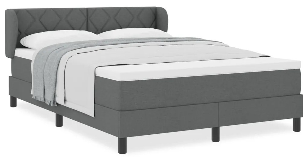 Boxspring Ágy Matrac Tartozékkal Sötétszürke 140x200 cm Szövet