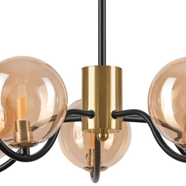 Csillár rúdon GEORGIA 5xG9/5W/230V arany/füstös bézs