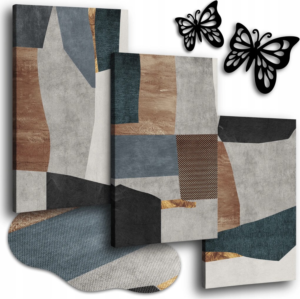 Geometrikus Vászonkép 150x70 cm Nappali Képek Triptichon Beton Loft