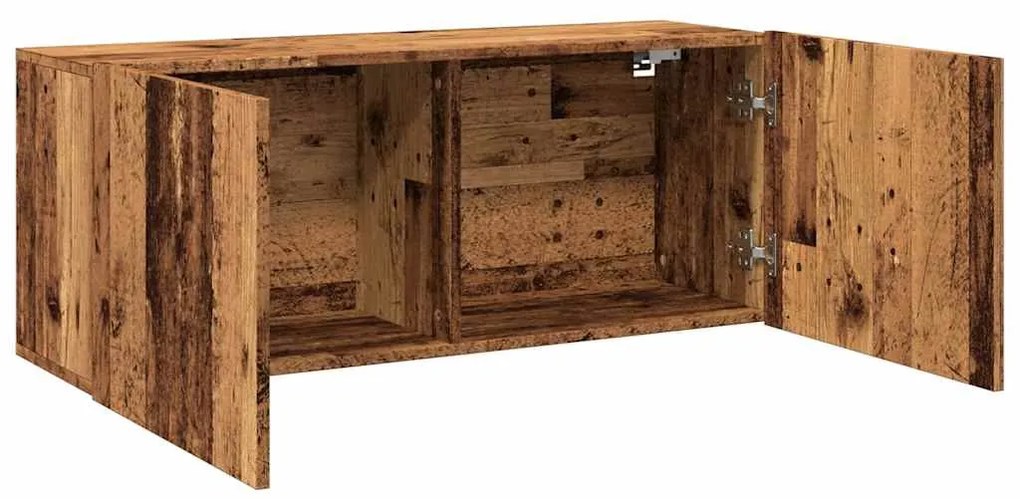 antik fa színű falra szerelhető TV-szekrény 100 x 30 x 41 cm