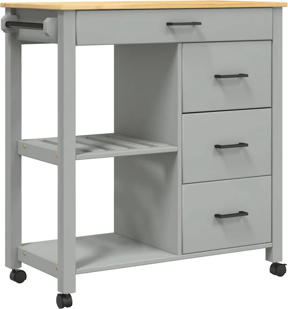 vidaXL MONZA tömör fenyőfa konyhai kocsi 84 x 40 x 88,5 cm