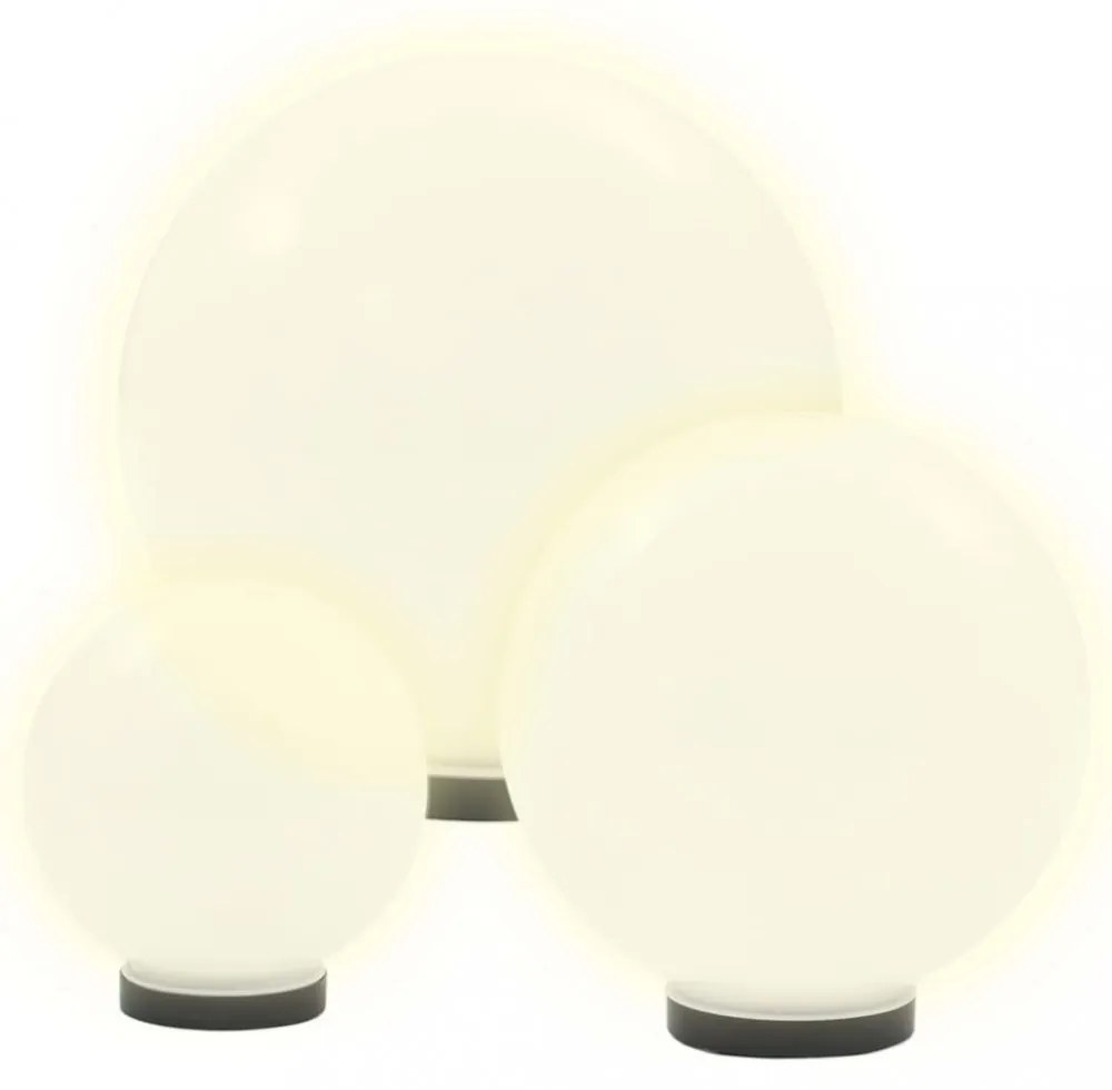 6 db-os LED gömblámpa-szett 20/30/40 cm PMMA