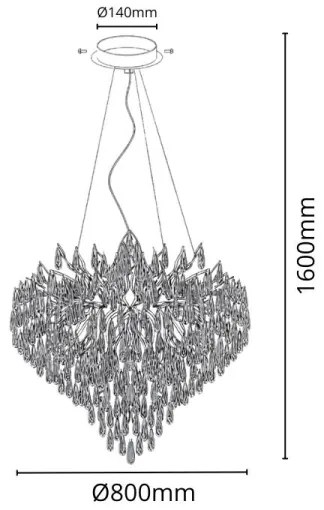 Kristály csillár zsinóron 12xG9/40W/230V arany