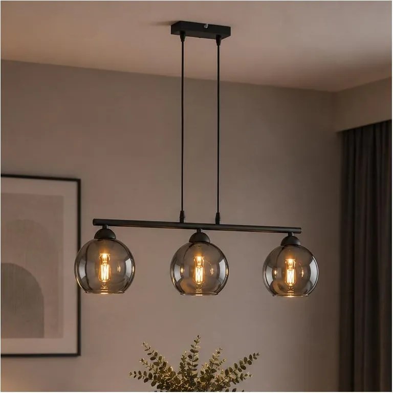 Brilagi - DIOR kábeles függőlámpa 3xE27/60W/230V fekete/füstszürke