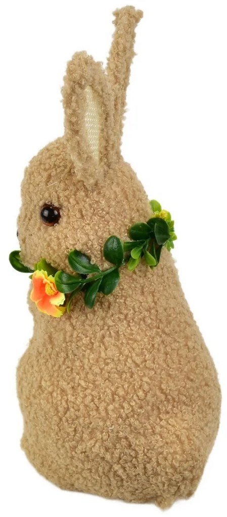 Húsvéti nyuszi fleece, virággal, 15 x 27 x 12 cm