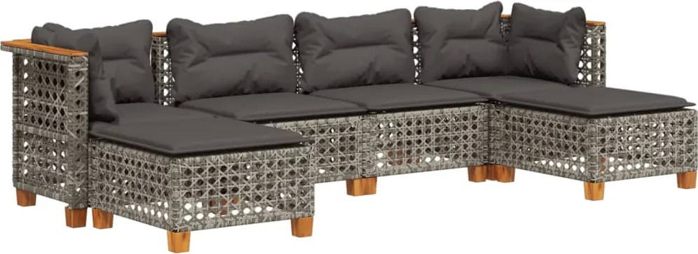 vidaXL 6 részes szürke polyrattan kerti ülőgarnitúra párnákkal