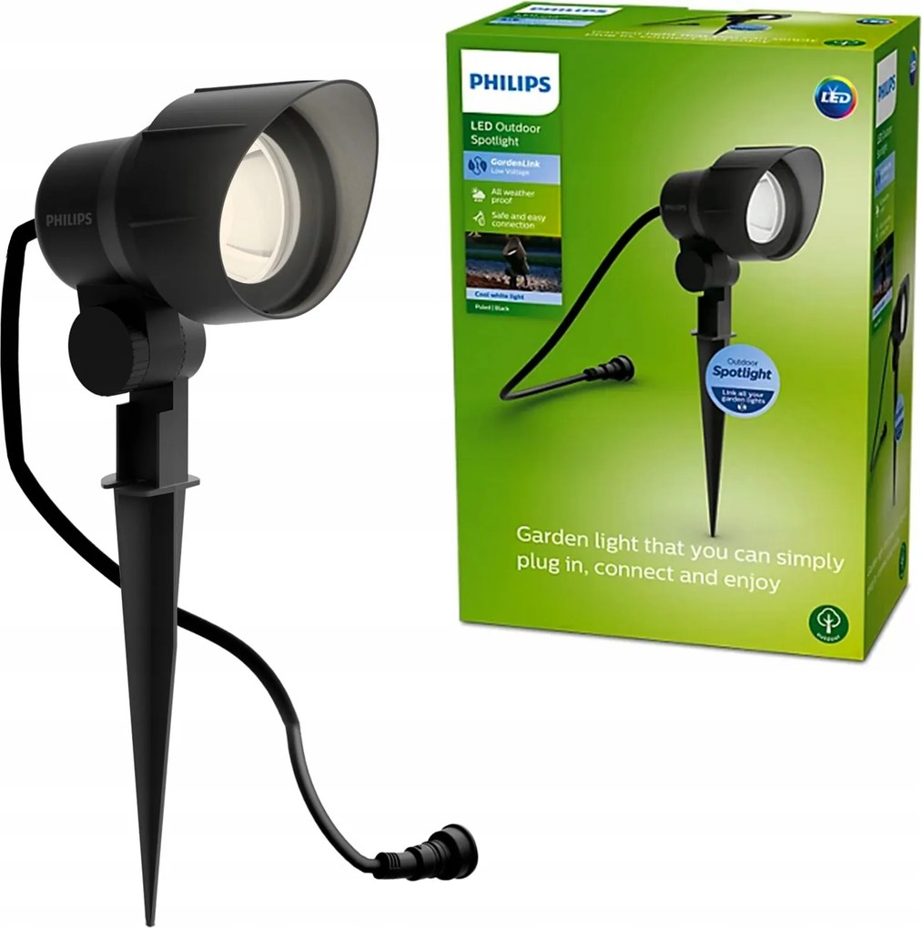 Kerti lámpa Led reflektor 6W 660lm 4000K IP44 Fekete 12V Philips