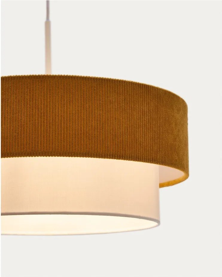 Mustársárga-fehér gyerek lámpa textil búrával Bianella – Kave Home