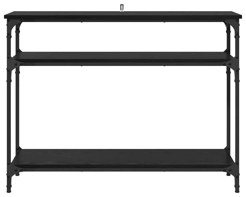 vidaXL Konzolasztal polcokkal Fekete tölgy 100 x 29 x 75 cm Faanyag