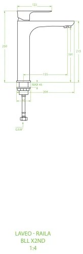 Laveo Raila, mosdócsaptelep h-250, króm, LAV-BLL_02ND