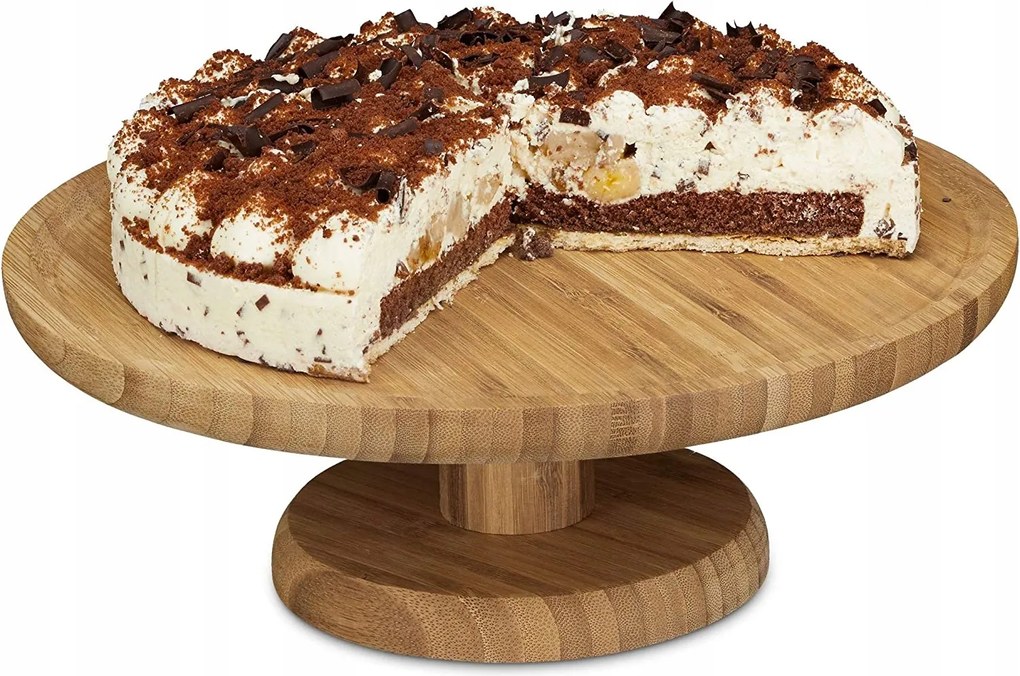 Relaxdays Tortatartó kerek 33 cm bambusz