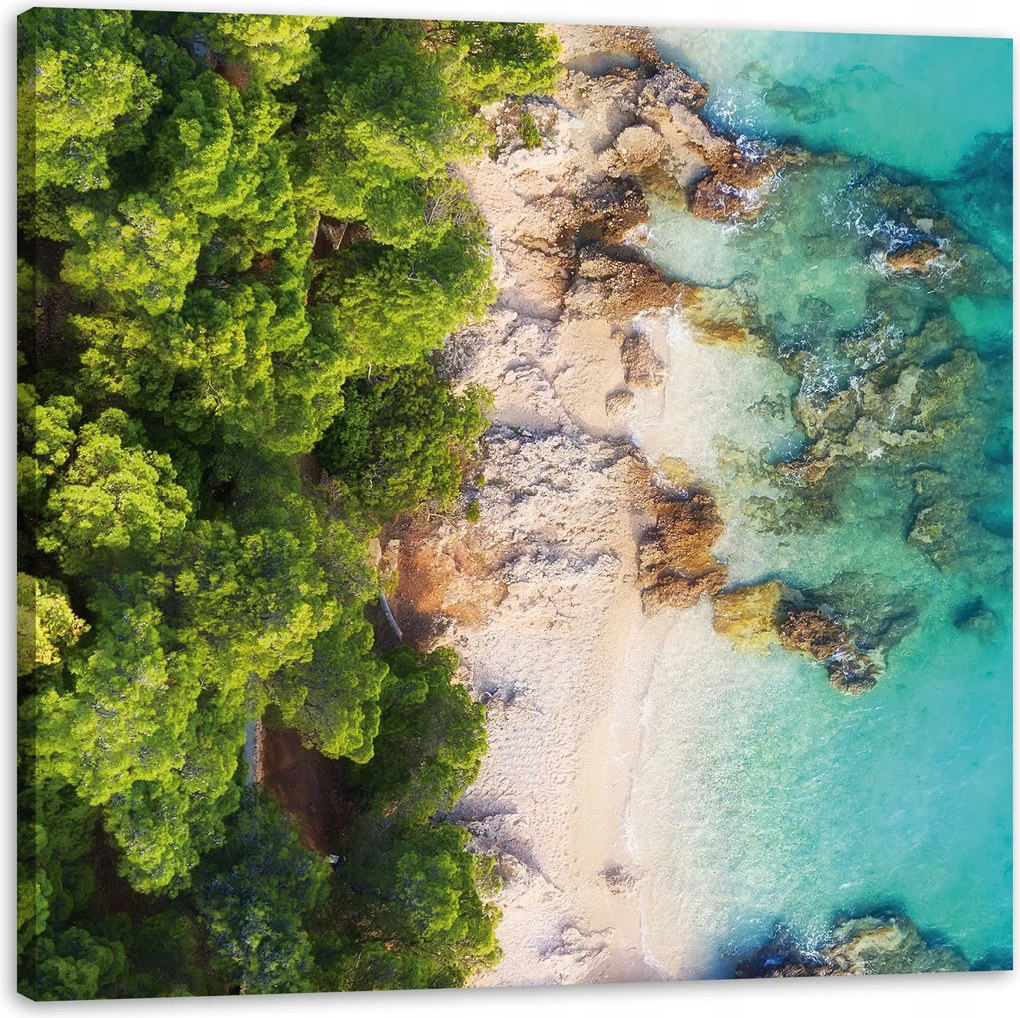 Vászonkép Tengerpart Erdők Víz Sziklák 90X90 cm Ideális ajándék