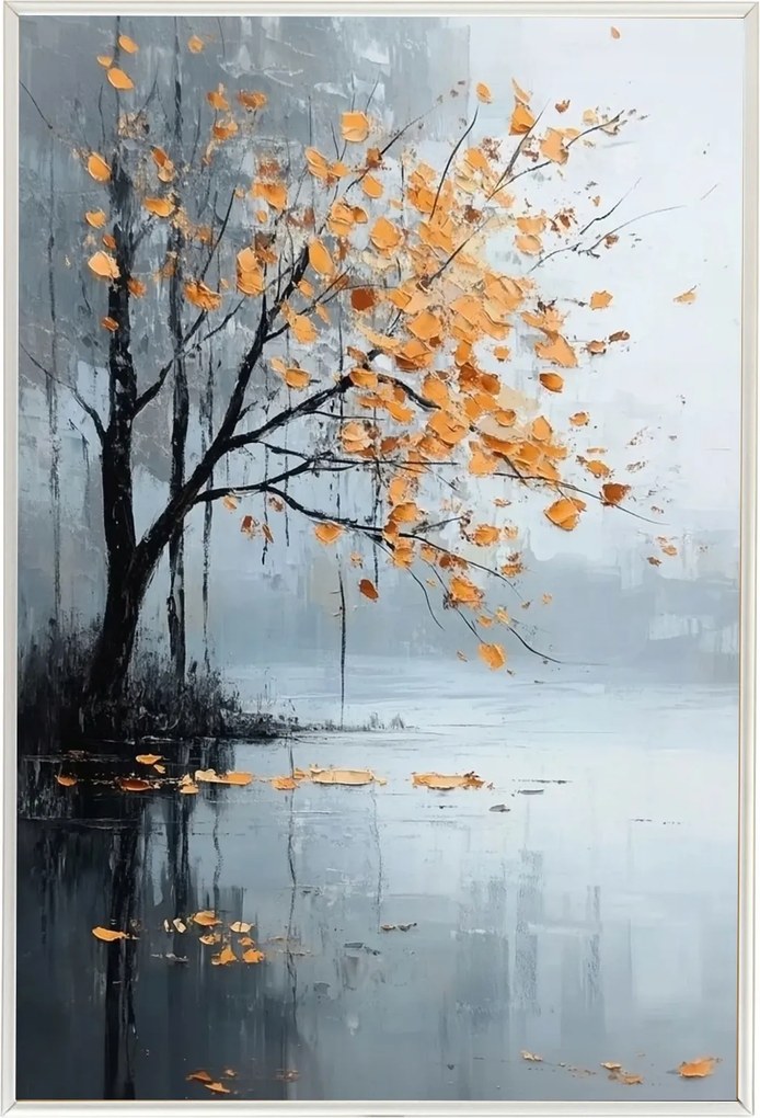 Poszter Keret Alumínium Tájkép Természet Impresszió Ősz Fa Eső 40x60