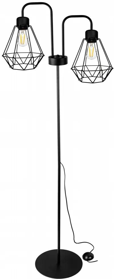 Glimex Diamond drót búrás állólámpa fekete 2x E27
