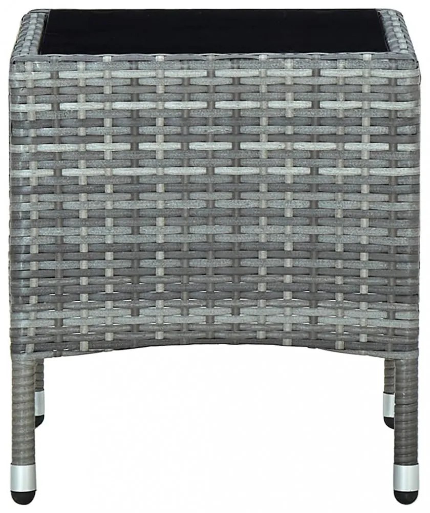 szürke polyrattan kerti asztal 40 x 40 x 45 cm