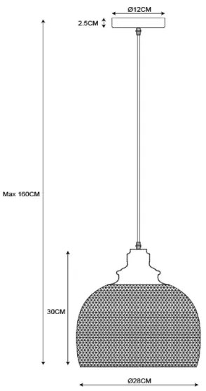 Lucide 43404/28/30 - Függeszték MESH 1xE27/60W/230V 28 cm