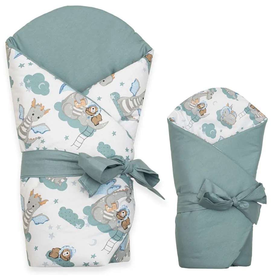 Kétoldalas gyerek pólya New Baby Sárkány 80x80 cm