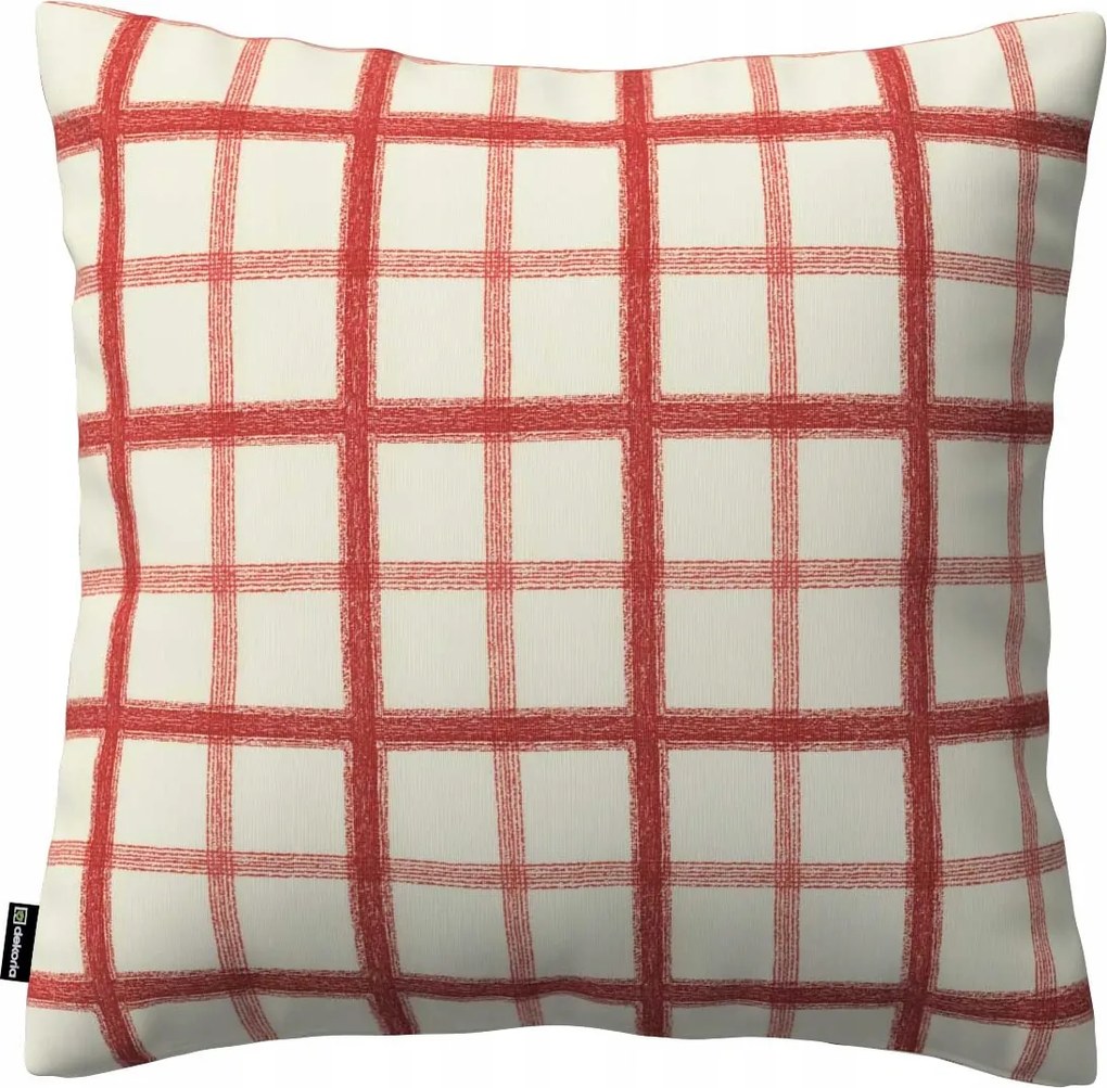 Dekoria Párnahuzat Kinga ekrü háttér, piros kockás
