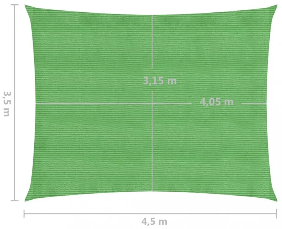 világoszöld HDPE napvitorla 160 g/m² 3,5 x 4,5 m