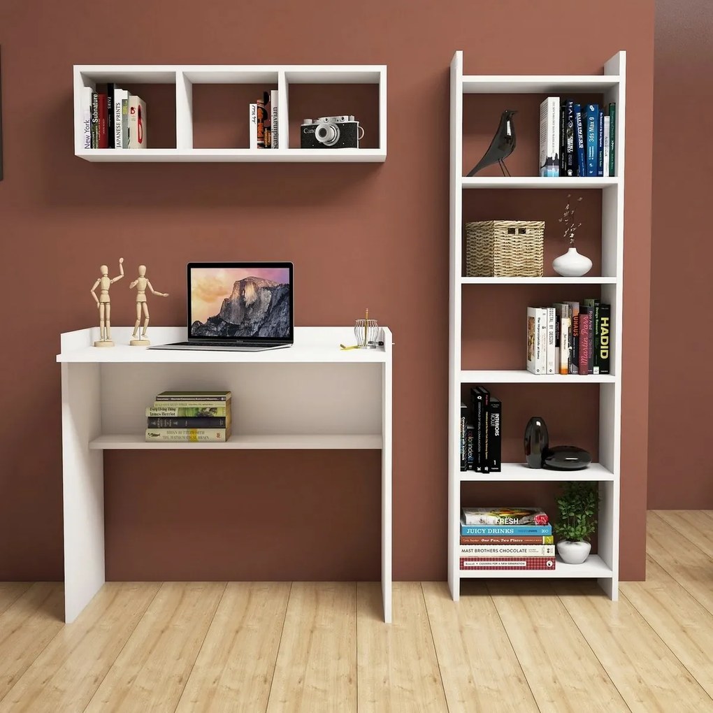 Matilda White íróasztal könyvespolccal