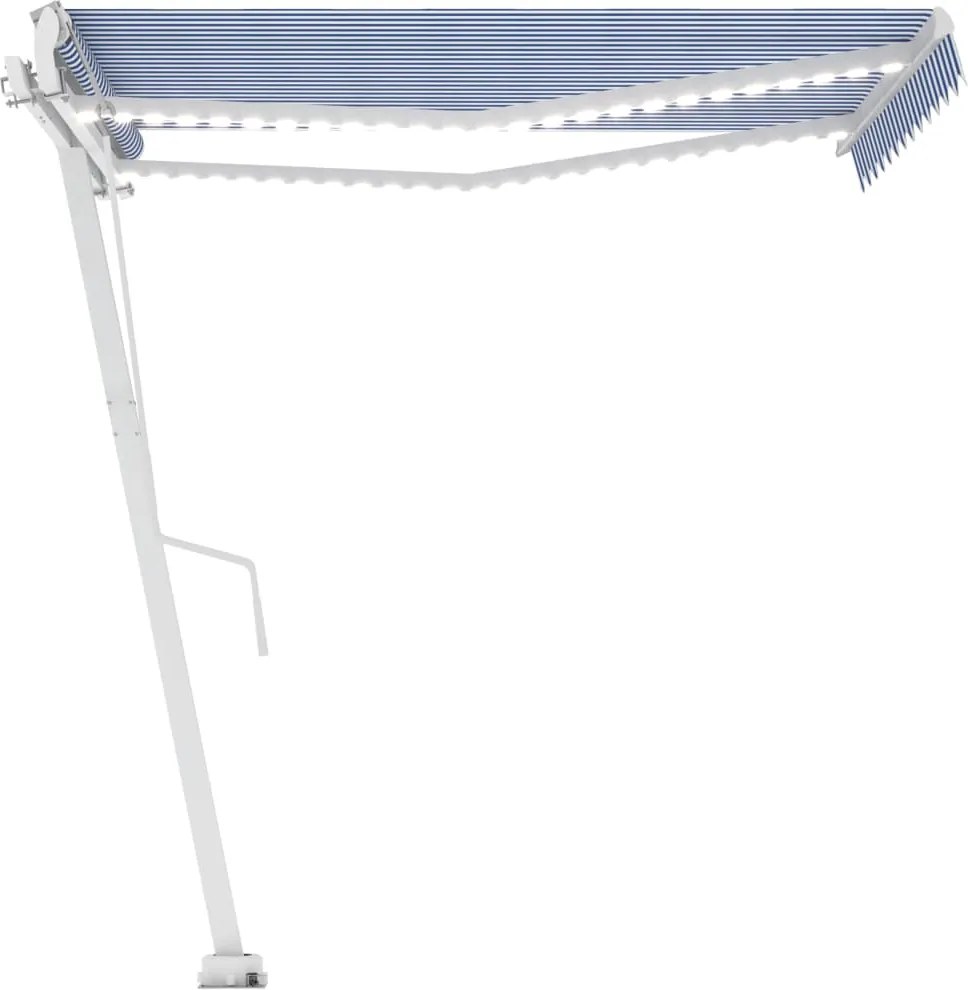 vidaXL kék/fehér automata szélérzékelős és LED-es napellenző 350x250cm