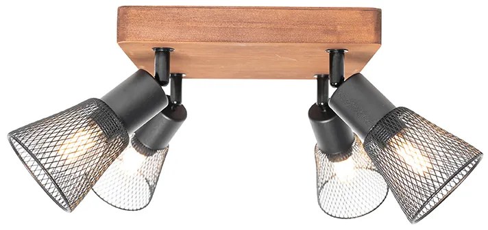 Ipari reflektor fekete fával 4 lámpás - Kristina