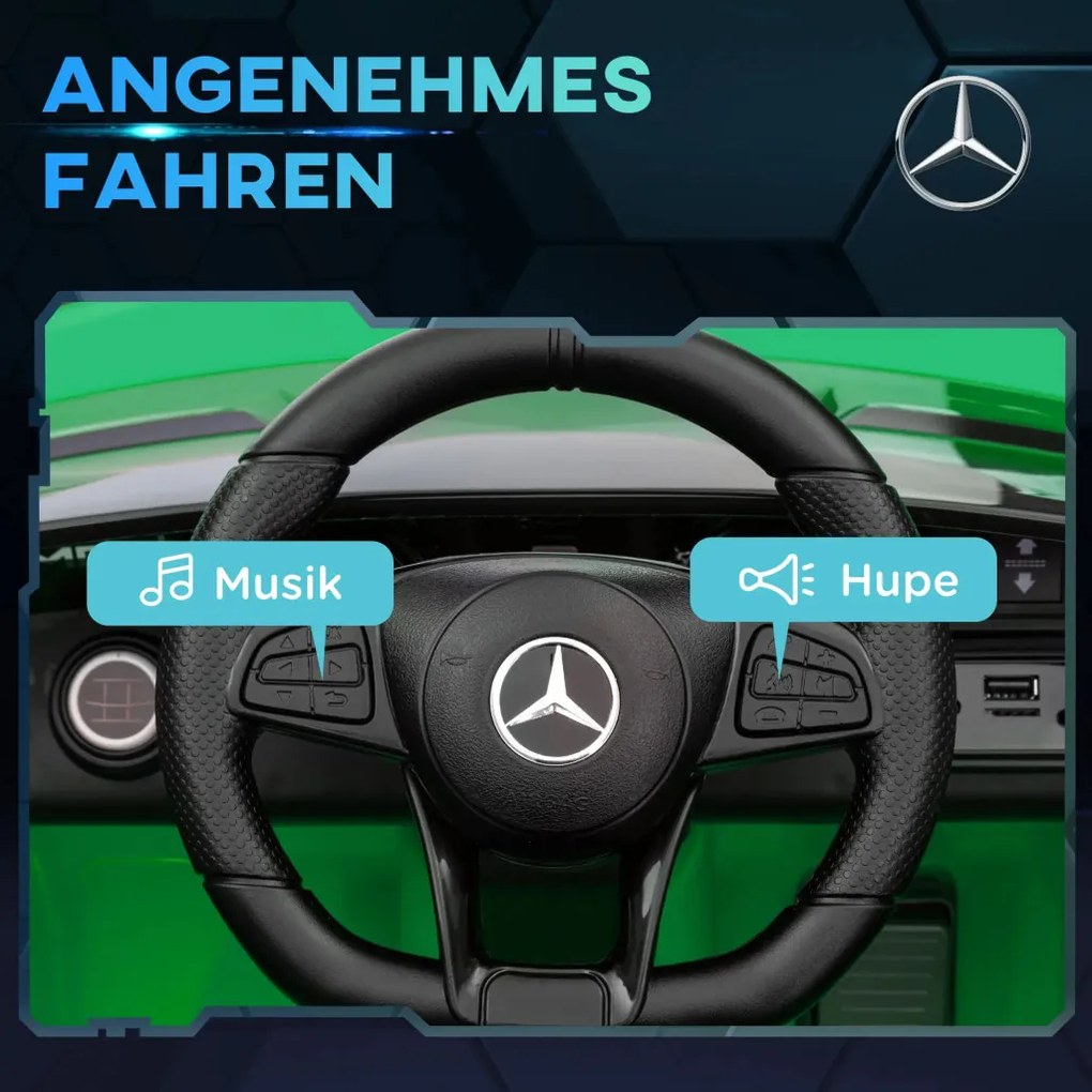 AIYAPLAY Elektromos gyerekautó, Mercedes, 3-5 km/h, távirányító, fények és zene, zöld